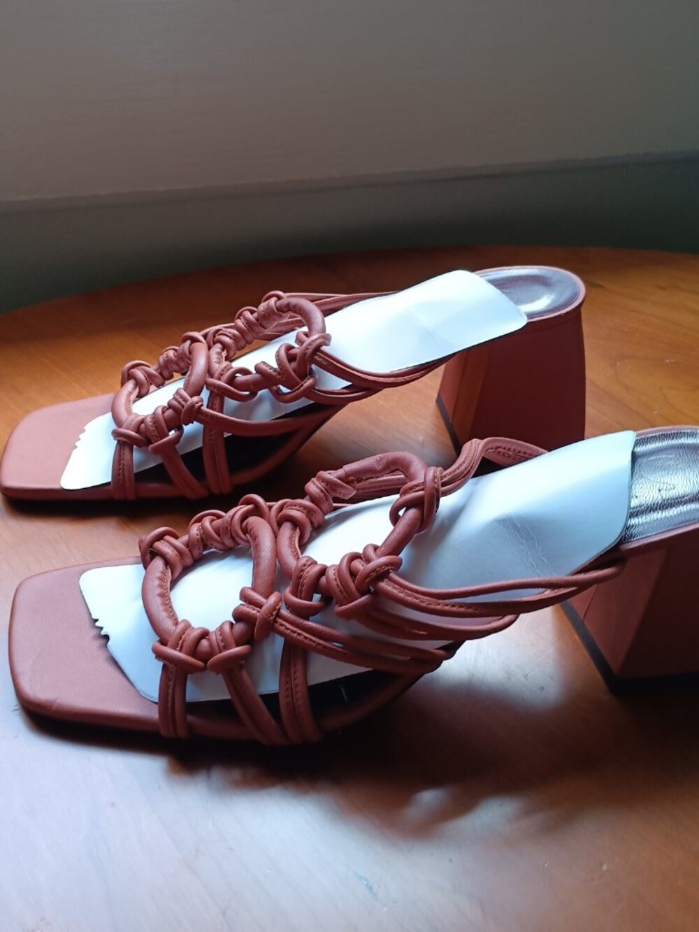 Staud Woven Leather Block Heel Sandals Size 41 EUR - Picture 12 of 13